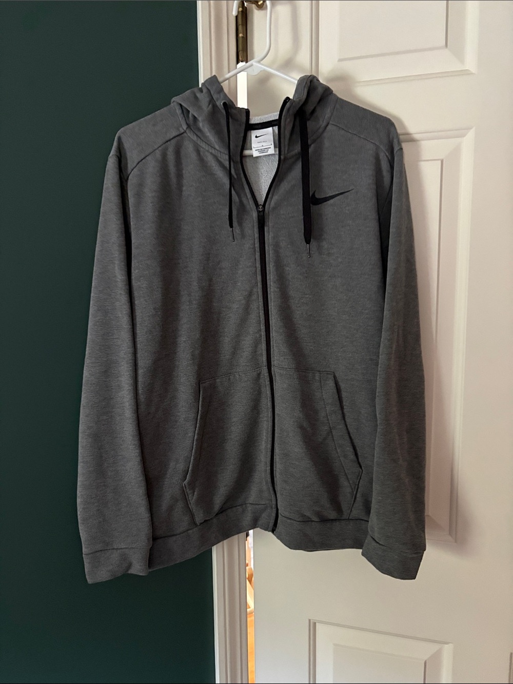 Nike Dark Gray Full-Zip Hoodie with Black Swoosh